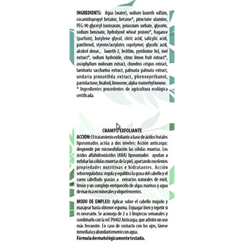 Algologie International Shampoo Serum fitomarino, Exfoliating Anticaspa, with Honey and
