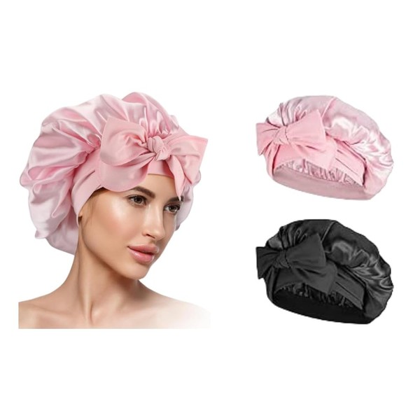 Leitungg Newest Satin Silk Bonnet,Comfortable Sleep Caps for Frizz Control