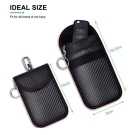BSITSSS Pack of 2 Car Key Protection Keyless, Keyless Go Protection Car Key Case for RFID Blocker Car Key Bag Keyless Go Protective Key Case Keyless Cover 14 x 9 cm, black, red, car key protection