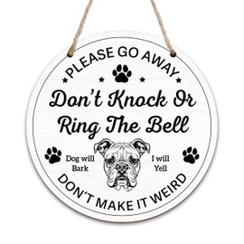 Do Not Knock Or Ring Doorbell Sign Decor For Front Door, Please Go Away Dog Bark Warning Hanging Sign For Home, Beware Of Dog Door Sign, No Soliciting Sign Gifts, Not Disturb Sign For Dog House -07
