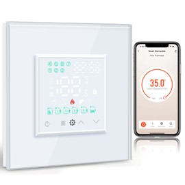 BSEED Smart Alexa Water Thermostat, Programmable Temperature Controller for Water Heating Equipment 5A, Thermostat Underfloor Heating, Compatible with Alexa and Google Home, White (Hub Unrequired)