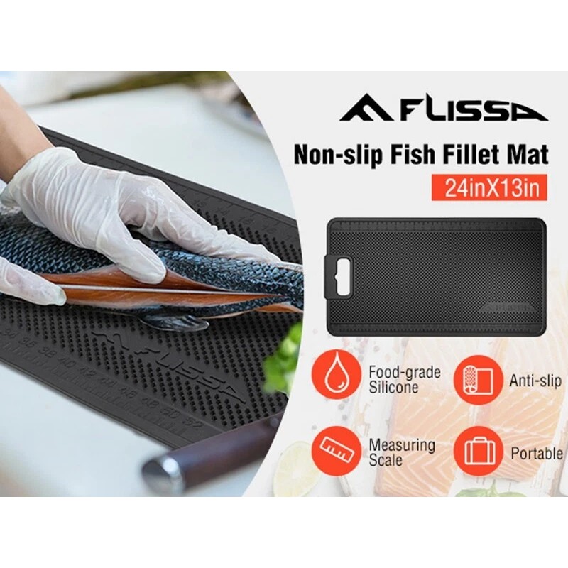 FLISSA Nonslip Fish Fillet Mat with Measuring Scale for Fish