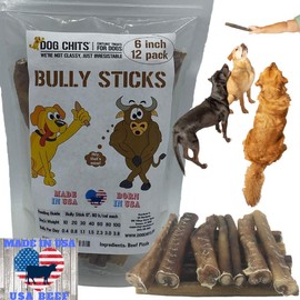 Dog Chits Bully Sticks | 6,12 & 5 Inch & Braided | Made in USA | All Natural | Grass-Fed | Great for Dogs and Puppies | Long Lasting Chew | Fully Digestible | High Protein