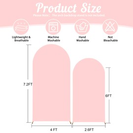 2 Set-7.2FT, 6FT Dusty Rose Arch Backdrop Cover,Spandex Fitted Wedding Arch Stand Covers Round Top Chiara Arch Backdrop Stands Cover for Birthday Party Banquet Photo Background Decoration