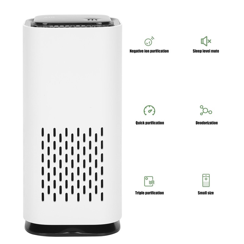 Mini Air Purifier Cleaner Mute Negative Ion Filter USB Power