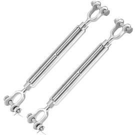 JOIKIT 2 PCS 12 Inch M10 Galvanized Steel Jaw and Jaw Turnbuckles with 3/8 Inch Threaded Diameter for Wire Rope Cable, 3500 lbs Working Load Limit