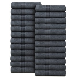 BELIZZI HOME - Toallitas de algodón ultra suaves, contiene 24 paños faciales de 12 x 12 pulgadas, ideales para uso diario, toallas faciales compactas y ligeras, multiusos - Gris carbón