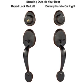 Dynasty Hardware COL-HER-405-12PR Colorado Front Door Dummy Handleset, Aged Oil Rubbed Bronze, with Heritage Lever, Right Hand