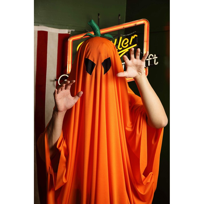Clearstone Cosplay Halloween 2-Way Teru Pumpkin Poncho, Unisex, Orange