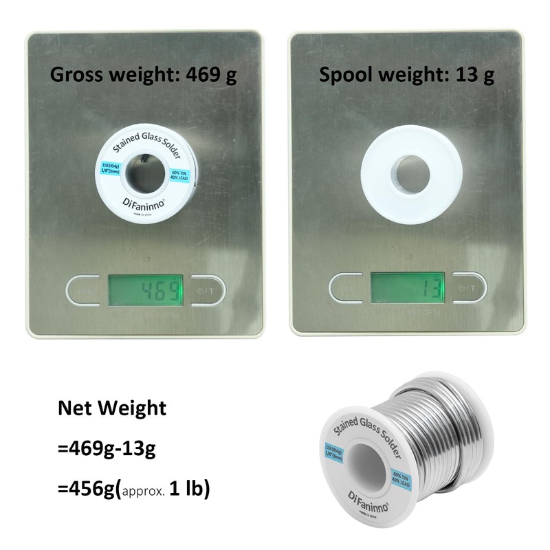 60/40 solder for stained glass 3mm (1/8") Dia. Net weight