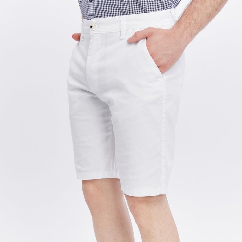 Xact Men's Premium Tailored Stretch Chino Shorts (White) 38