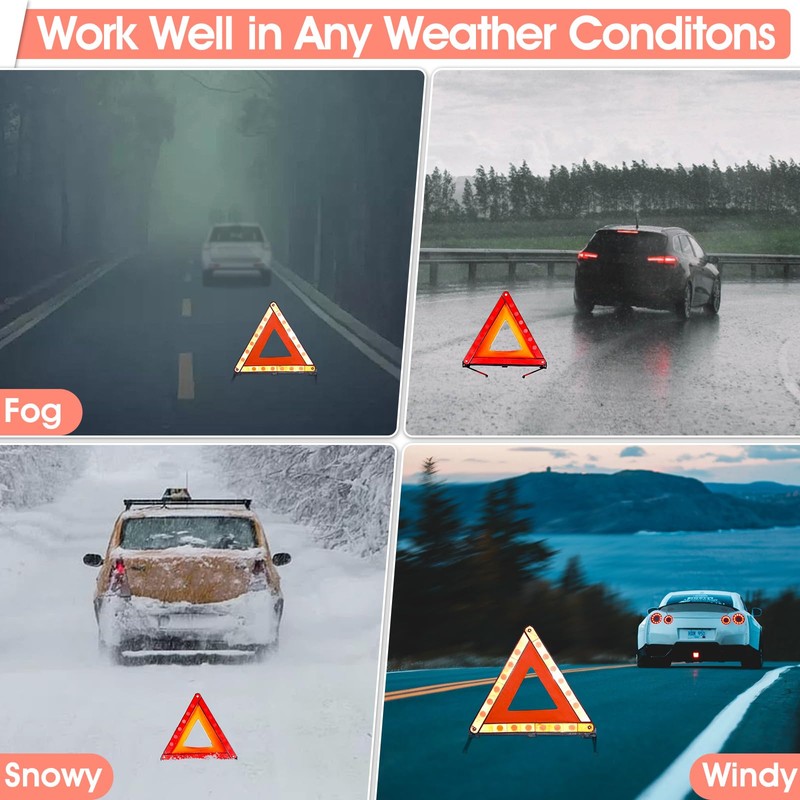 DEDC Car Safety Triangle Warning Kit, Set of 3 Roadside