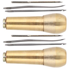 Juego de 2 Punzones de Costura con Mango de Cobre, Herramienta de Reparación de Zapatos de Cuero Cónico, Kit de Agujas para Manualidades de Cuero Herramientas de Costura punzones para cuero reparación