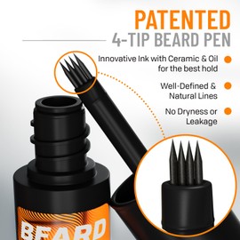 FOLLICLE BOOSTER Beard Pen Filler Styling Kit for Men - 3-in-1 Filling Set with 4-Tip Fork, Normal Pencil, and Brush - Waterproof, Sweatproof & All-Day Hold - Medium Brown