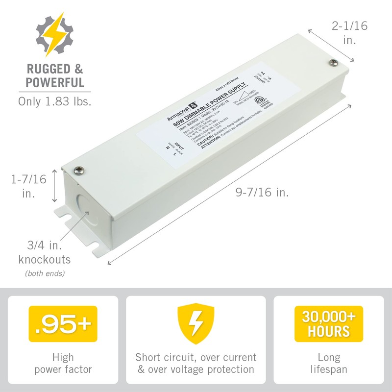 Armacost Lighting 60W Dimmable LED Power Supply with Enclosure 12V