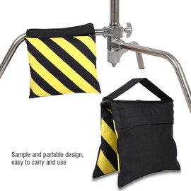 Heavy Duty Sandbag - Studio Video Sand Bag - Yellow & Black Stripes - Photography Weight Bags - for Studio Video Light Stand,Tripod