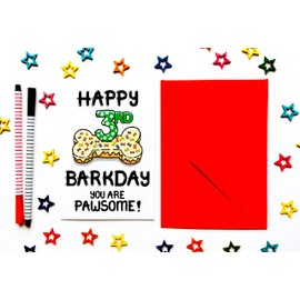 Birthday Card For The Dog, Third Birthday Card For Fur Baby, Furry Child, Puppy, Family Pet, 3rd Barkday