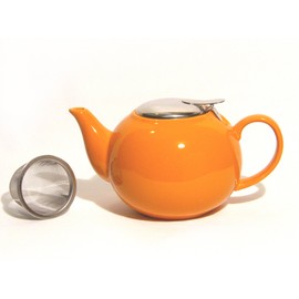 Mahamosa Orange Ceramic Infuser Teapot (Tea Pot), 24 oz capacity
