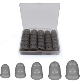 Roucerlin Grey Guitar Finger Protector Caps With Storage Box 5 Sizes Non Slip Silicone