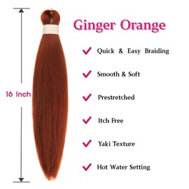Ginger Orange Braiding Hair Pre Stretched Braiding Hair Extensions Corchet Deep Wave Boho Braids Knotless Ez Braid Non Toxic