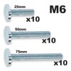 Set of 30 T-bolts, set of T-bolts, M6 thread: 10