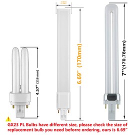 Amazing power 2-Pack 6W LED GX23 PL Lamp GX23d 2-Pin Base 13W CFL/Compact Fluorescent Lamp Replacement 120V Single Tube LED PL Horizontal Recessed Bulbs (Remove/Bypass The Ballast) (Daylight)