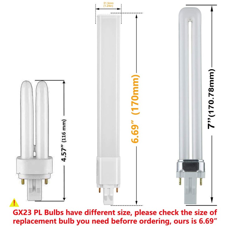 Amazing power 2-Pack 6W LED GX23 PL Lamp GX23d 2-Pin