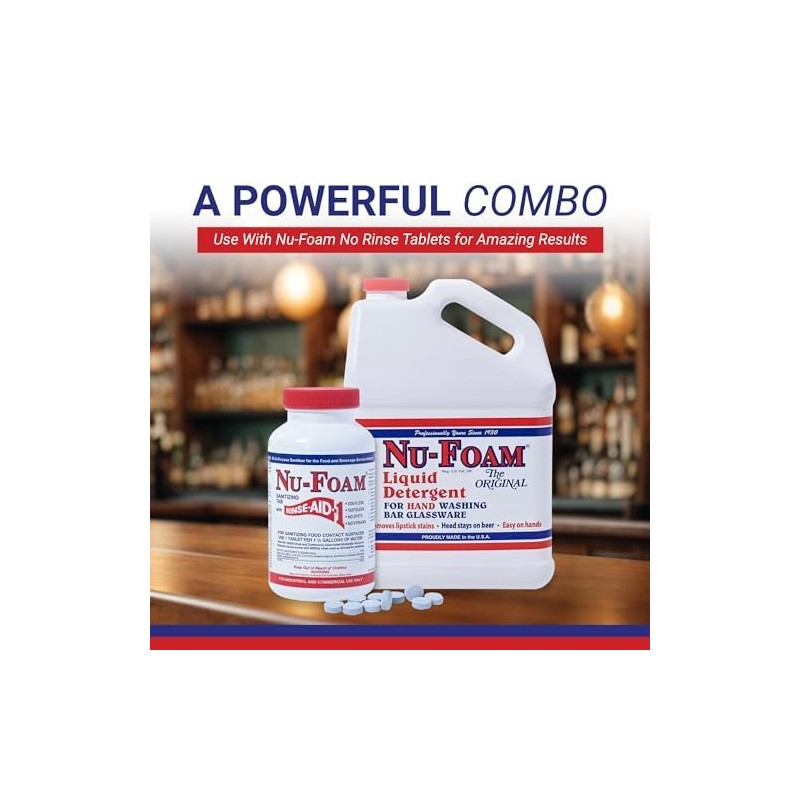 Nu-Foam Liquid Detergent for Bar Glassware – Original Streak-Free Solution