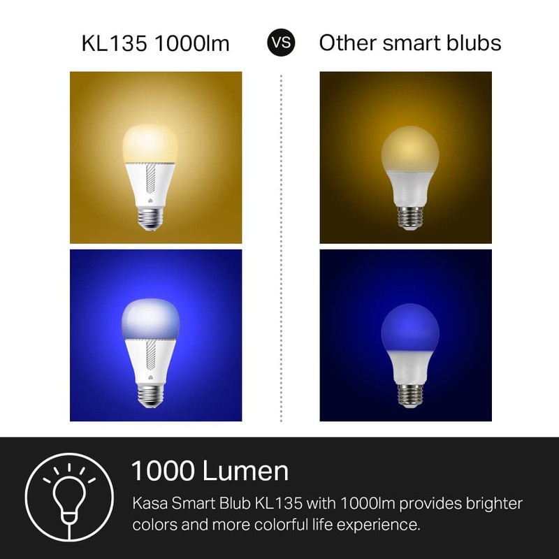Kasa Smart Light Bulbs, 1000 Lumens High Brightness, 16M Color