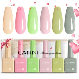 CANNI- SET DE ESMALTES DE UÑAS EN GEL Pastel DE FÓRMULA SIN HEMA 6 piezas x 9 ml0,32 oz El esmalte de uñas en gel CANNI Pink Green Beige está...      