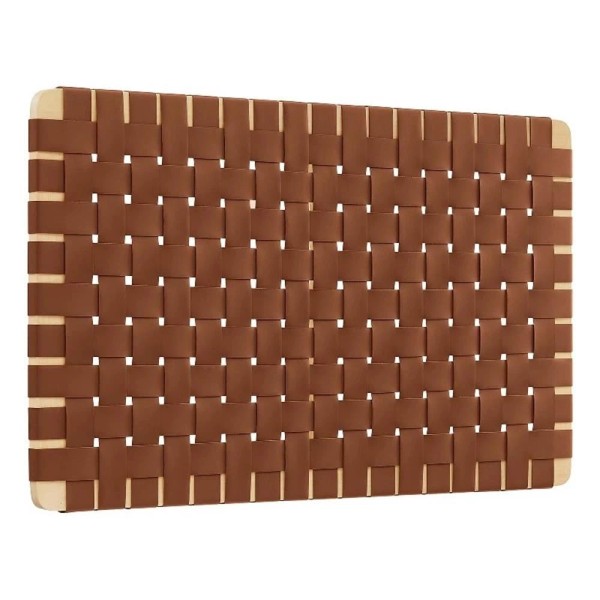 Modway Sparta Weave Wall-Mount Vegan Leather Twin Headboard in Natural