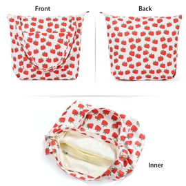 WantGor Women Corduroy Tote Bag, Large Shoulder Hobo Bags Casual Handbags Big Capacity Shopping Work Bag (Strawberry Beige)