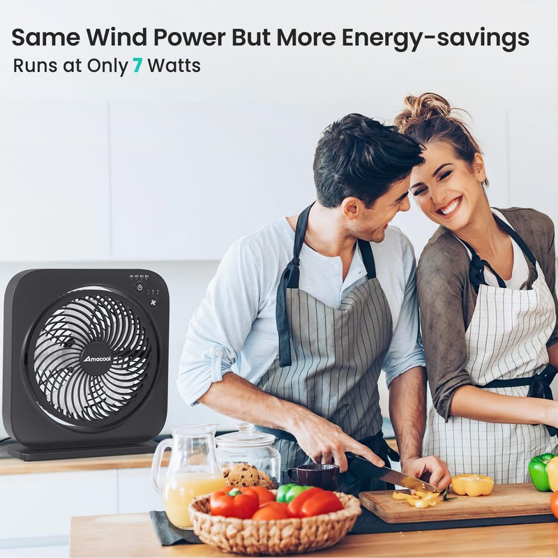 AMACOOL Table Fan, 12 inch Box Fan with 3 Adjustable