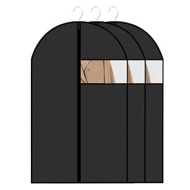 Pack of 3 PEVA Garment Covers, 60 x 120 cm, Garment Bag, Premium Garment Covers, Reusable Clothing, Dustproof, with Zip, Travel Garment Bag for Dresses, Coats, Shirts, Evening Dresses