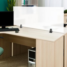 Office Partition for Work, Acrylic Free Standing Screen Privacy Desk Divider, Privacy Panel for Table Top Workstation, 47" x 18" Desk Cubicle Panel and Privacy Shields for Office Desk