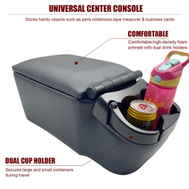 OBUYTO Universal Truck Seat/Bench Contractor Center Console Business Organizer and Storage with Adjustable Cup Holders, Clip Board, and Padded Top Lid for Armrest 124809 Black