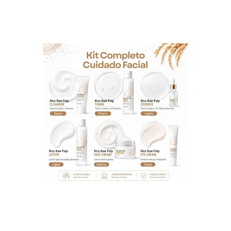 Kit Piezas Cuidado Facial Serum Locion Tónico Crema Contorno Ojos