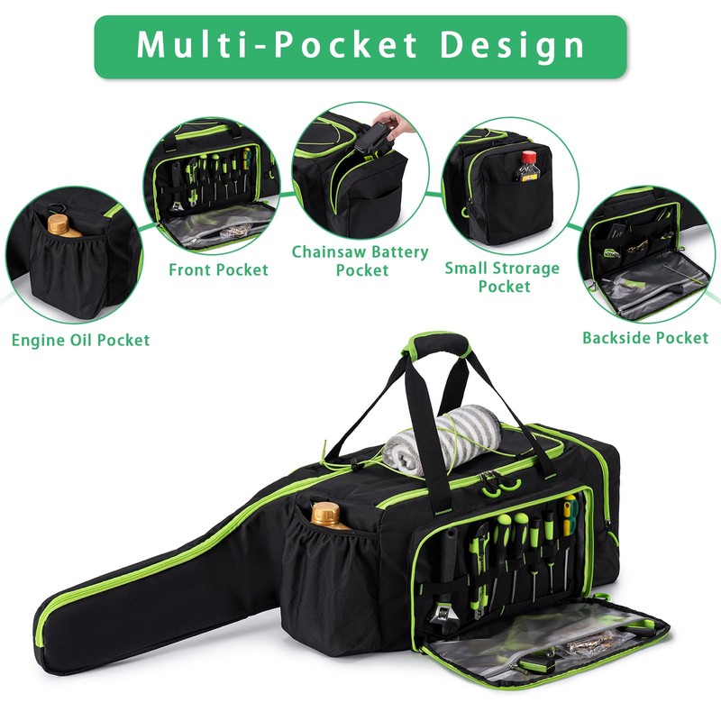 BABEYER Chainsaw Case, Durable Chainsaw Bag Compatible with Greenworks, EGO