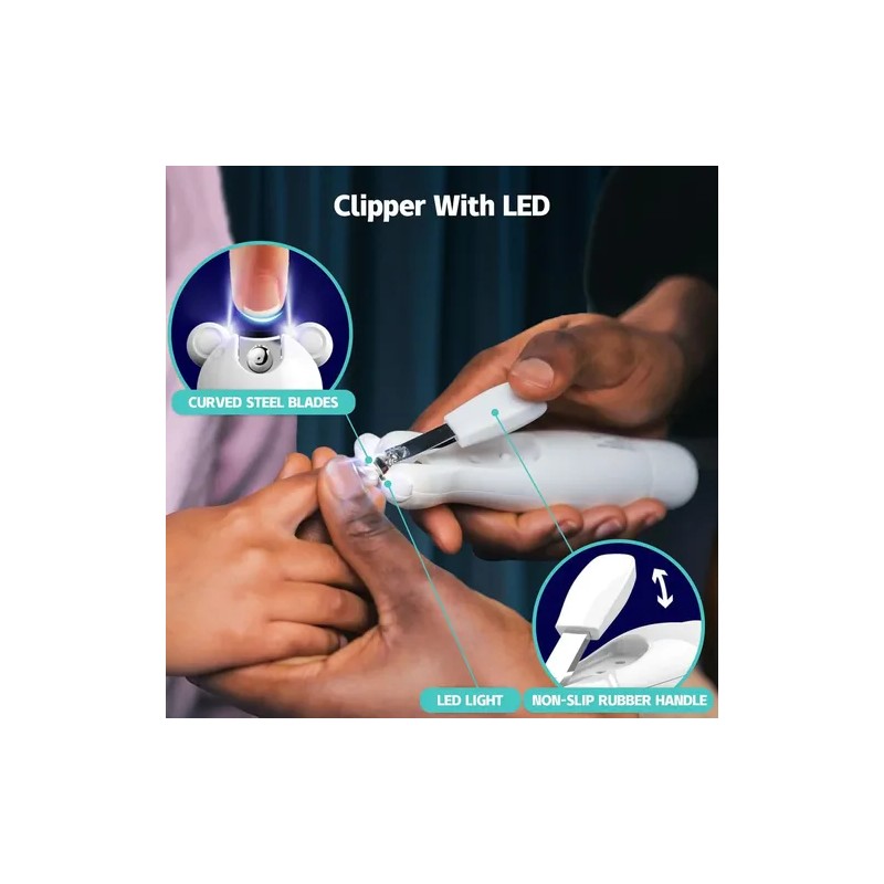 Kit Limador Uñas Cortaúñas Para Bebe Eléctrico Luz Led