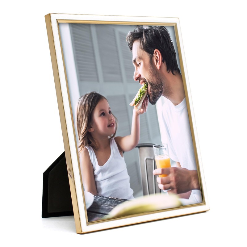 MIMOSA MOMENTS Enamel Metal Weddding Picture Frame with Stand, Display