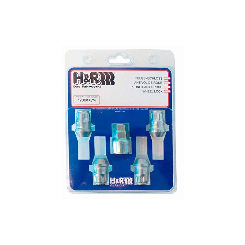 H&R 125001KEY4 Rim Lock Nuts Set of 4 Cone 60