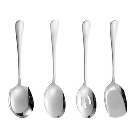 BAIYSFFG Serving Spoons Large,4 Pcs Stainless Steel Buffet Serving Spoon Long Handle Soup Spoons Cooking Spoon Kitchen Tool for Serving Kitchen Cooking Restaurant Banquet