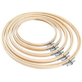 Cldamecy 5 Pieces Embroidery Hoops 5 inch to 10 inch,Round Bamboo Adjustable Frame Circle Cross Stitch Hoop for Embroidery,Decoration and Art Craft Sewing