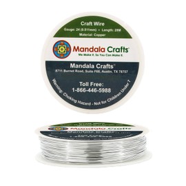 Mandala Crafts 24 Gauge Copper Wire for Jewelry Making Beading Wire - Silver Copper Crafts Wire Bendable Beading Jewelry Wires for Wrapping - 30 Yds Dead Soft Wire for Electroculture Gardening DIY