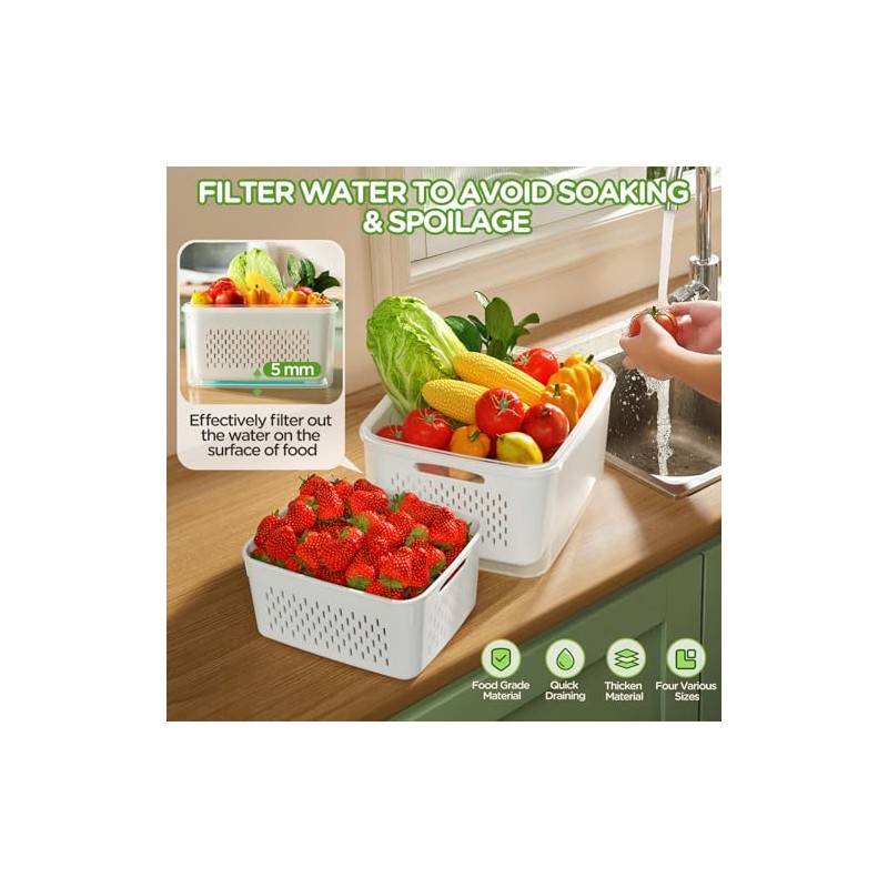 4-Pack All-In-One Fruit Storage Containers with Strainer