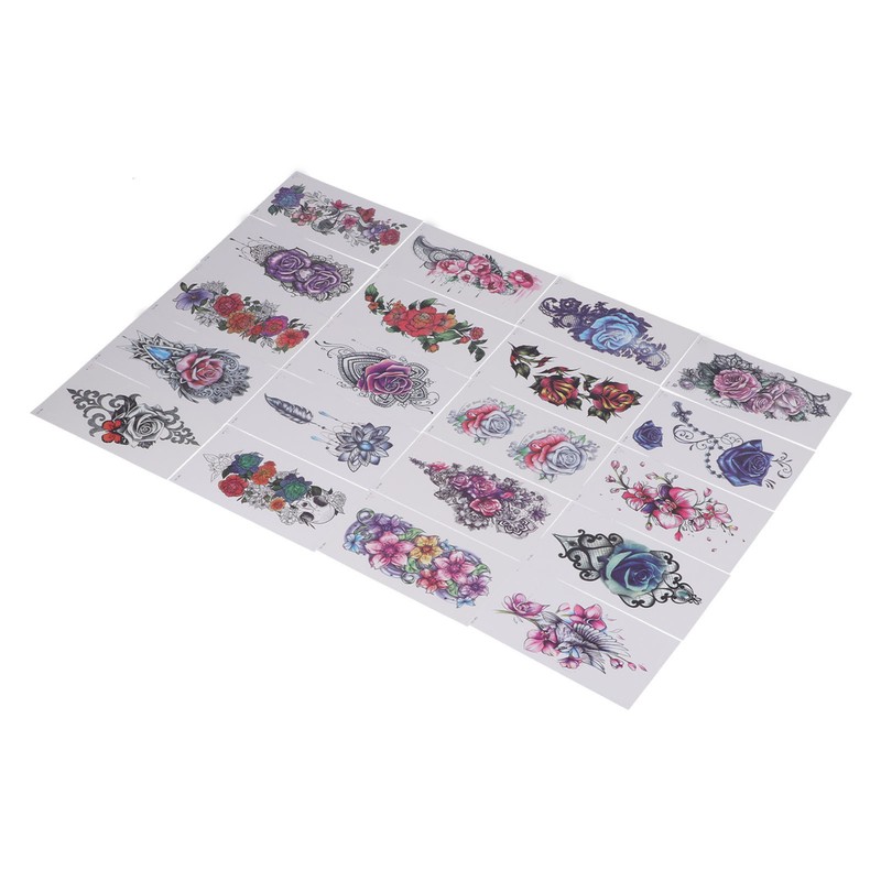 20pcs Temporary Tattoos Stickers Waterproof Long Lasting Flower Fake Tattoo