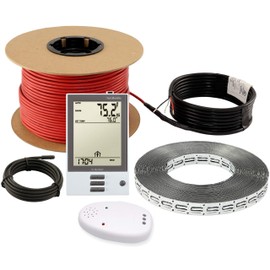 LuxHeat 10sqft Floor Heating Cable Kit - 120v Radiant Floor Heating System - Heated Flooring System Includes UDG Programmable Thermostat w/GFCI, Heater Cable, Strapping, Flooring Sensor & Alarm