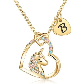 26-Letter Unicorn Necklace Pendant Sweet And Romantic Niche Design INS Style Holiday Gift For GirlsColor: TP-03202-01