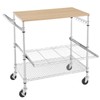 3 Tier Rolling Kitchen Cart with Wood Tabletop, Kitchen Island