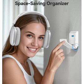 Kosker Headphone Stand, Wall Mount Headset Hanger, Gaming Headphone Holder Hook Clip, Foldable Headset Stand Desk Holder for PC Earphone Accessories, White(1 Pack)